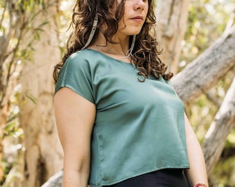 Silk Boho Crop Top, Off-Shoulder Bohemian Blouse