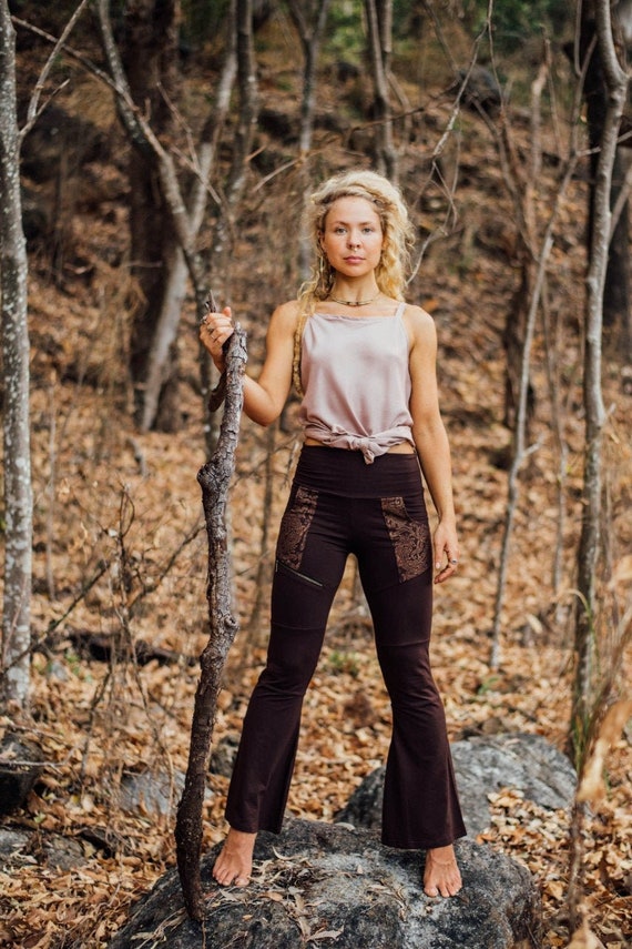 Small Brown Boho Flare Leggings-flare Pantsboho Pants