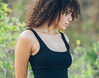 Organic Cotton Lycra Cropped Yoga Top: Handmade Activewear