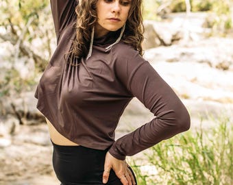 Bamboo Long Sleeve Crop Top, Sustainable Yoga Clothing