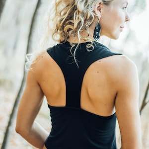 Bamboo Tank Top Boho Hippie tops For Women Cowl Neck sleeveless Top Festival Summer top Yoga Cropped Tank Top Organic clothing