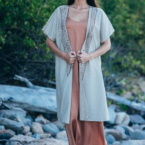 Boho Robe-Raw cotton-kaftan dress-Cover up-Open Kaftan-Boho kaftan-Natural clothing-Raw clothing-Tribal kaftan-goddess kimono-organic kimono image 6