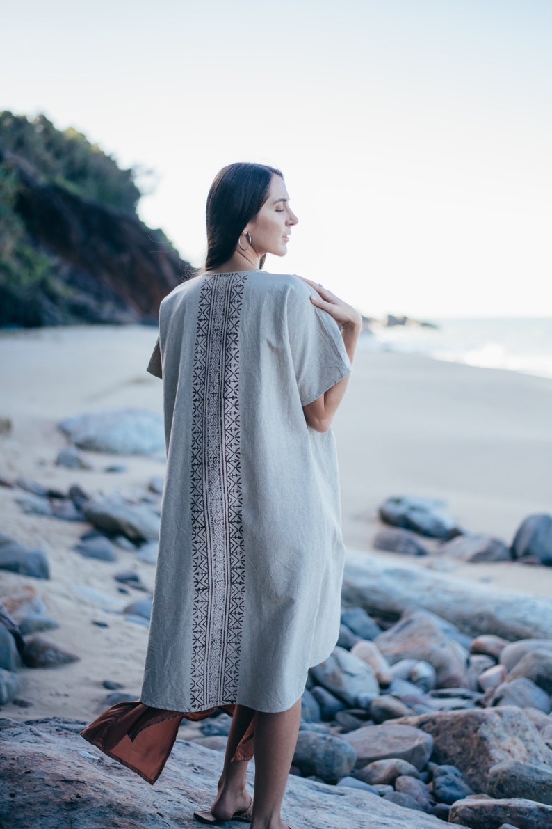 Boho Robe-Raw cotton-kaftan dress-Cover up-Open Kaftan-Boho kaftan-Natural clothing-Raw clothing-Tribal kaftan-goddess kimono-organic kimono image 1
