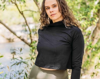 Bamboo Cropped Yoga Long Sleeve Top: Organic Boho Tank, Sustainable Clothing