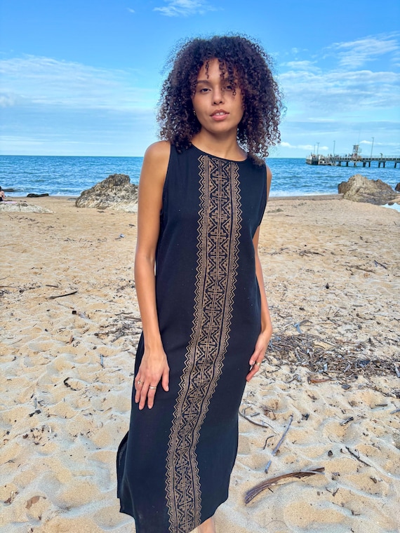 tribal dress design BLACK Embroidered TRIBAL Dress Black/multi. Size Small-medium