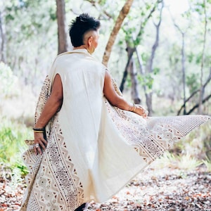 Tribal Boho Kaftan Natural Clothing Organic Cotton Clothes Bohemian Raw Cotton Clothing Women Boho Hippie Clothing Festival Maxi Duster