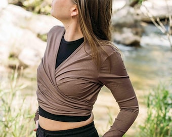 2 pack Bamboo Shrug Bolero: Stretchy Cotton Long Sleeve Yoga Top