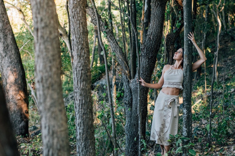 Gonna a portafoglio-Gonna Hippie-Gonna tribale-Gonna Boho-Gonna in cotone grezzo-Abbigliamento Hippie-Abbigliamento Boho-Abbigliamento tribale-Abbigliamento naturale immagine 7