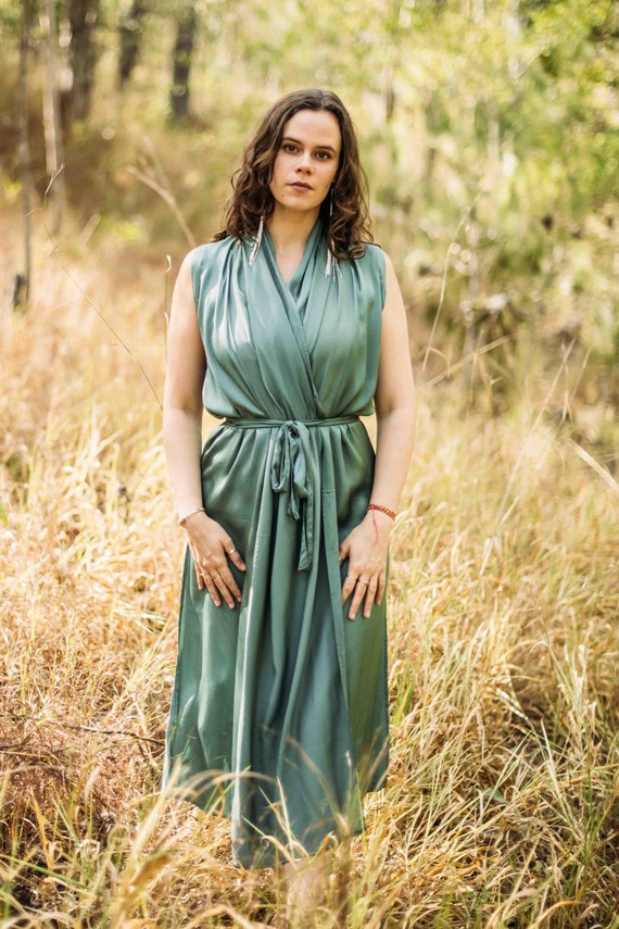 slim fit dress slacks Deep Green Cotton Tiered Maxi Dress, Belted Gown, Autumn Clothing, Bohemian Dress, Spring Long Dress, Xs / Burgundy main image 0