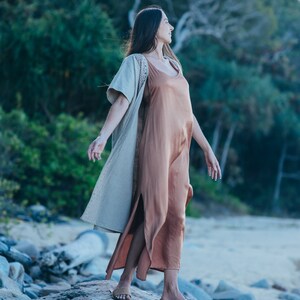 Boho Robe-Raw cotton-kaftan dress-Cover up-Open Kaftan-Boho kaftan-Natural clothing-Raw clothing-Tribal kaftan-goddess kimono-organic kimono image 2