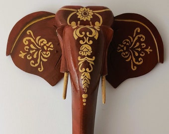 Majestic brown Elephant wooden head/Wall decor/Wall hanging
