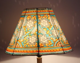 Garden theme floral Lampshade/ Handmade Leather Lampshade/ Table lampshade