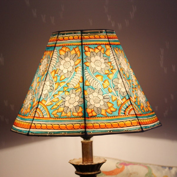 Garden theme floral Lampshade/ Handmade Leather Lampshade/ Table lampshade