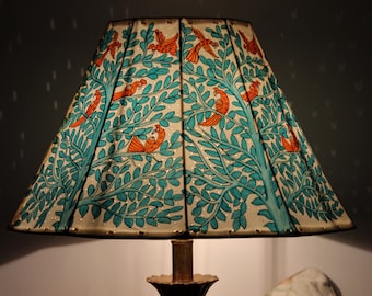 Blue tree of life lampshade/ table lampshade/handmade leather lampshade