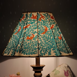 Blue tree of life lampshade/ table lampshade/handmade leather lampshade