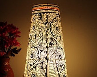 Dazzling Black Peacock Floral Table Lampshade