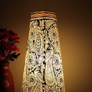 Dazzling Black Peacock Floral Table Lampshade