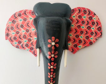 Bohemian design -Elephant wooden head/Wall decor/Wall hanging