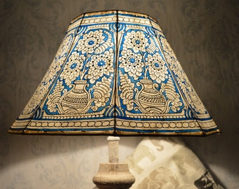 mandala pot lamp shade large sea blue hand painted leather lampshade unique patter floor lampshade 8 faced shade h 95 w 16 inches - Unique Lamp Shades mandala pot lamp shade large sea blue hand painted leather lampshade unique patter floor lampshade 8 faced shade h 95 w 16 inches - Unique Lamp Shades