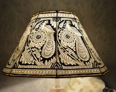 Vintage Style Lamp Shade in Peacock Pattern Leather Lampshade in octagonal Shape with Dimensions - H -10 and W- 16 INCH