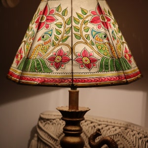 Duet Parrot Table Lampshade/ Handmade Leather Lampshade/ Table lampshade image 2