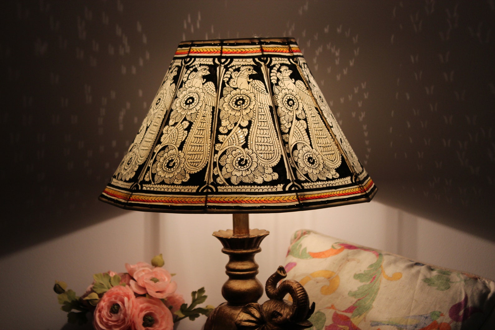 Vintage Style Floor Lampshade / Hand Painted Leather Lampshade Etsy UK
