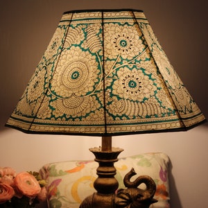 18" Floral Lampshade  / Floor Lampshade / Hand Painted Leather Lamp shade / Floor Lamp / Large Lamp Shade