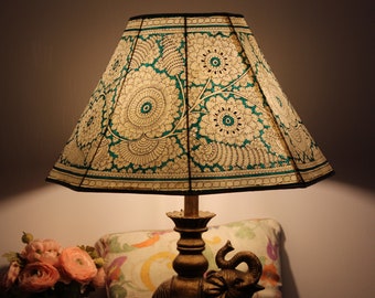 18" Floral Lampshade  / Floor Lampshade / Hand Painted Leather Lamp shade / Floor Lamp / Large Lamp Shade