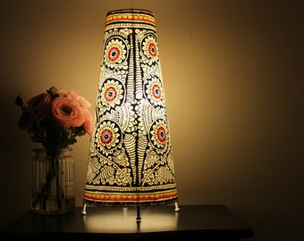 Red Floral Motif Table Lampshade