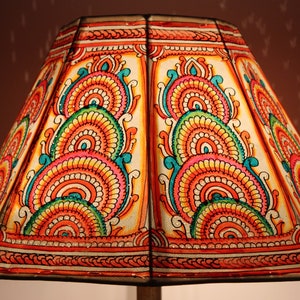Multicolor mandala design -Handmade Leather-Large Lampshade