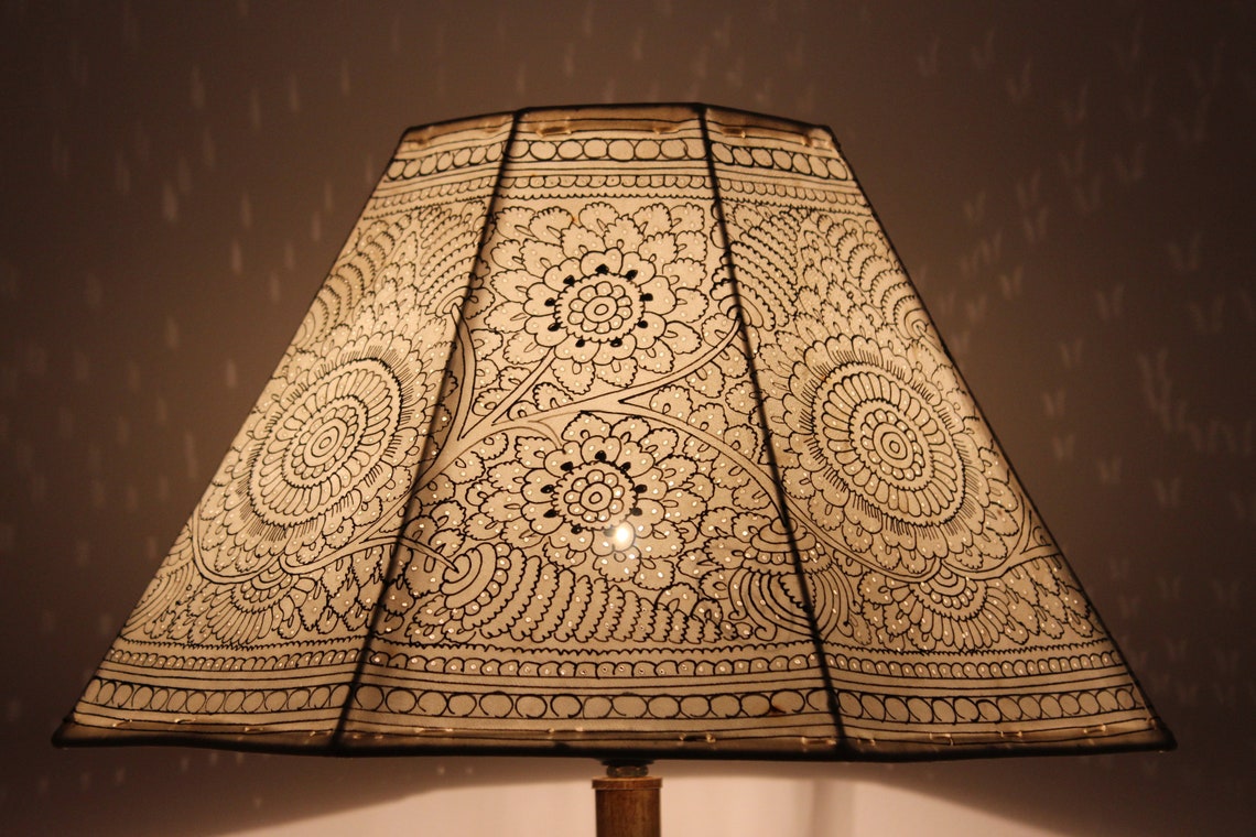 Large Floor Lamp Shade in Vintage Style Plain Hand Painted Etsy