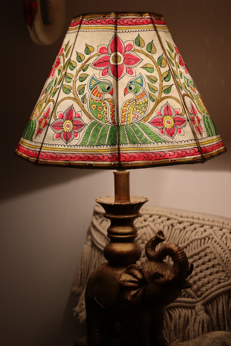 Duet Parrot Table Lampshade/ Handmade Leather Lampshade/ Table lampshade image 3