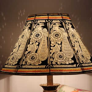 Vintage style Floor Lampshade / Hand Painted Leather Lampshade / Floor Lampshade / Large Lamp Shade / Bedside Lamp