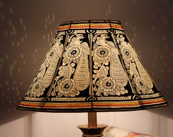 Vintage style Floor Lampshade / Hand Painted Leather Lampshade / Floor Lampshade / Large Lamp Shade / Bedside Lamp