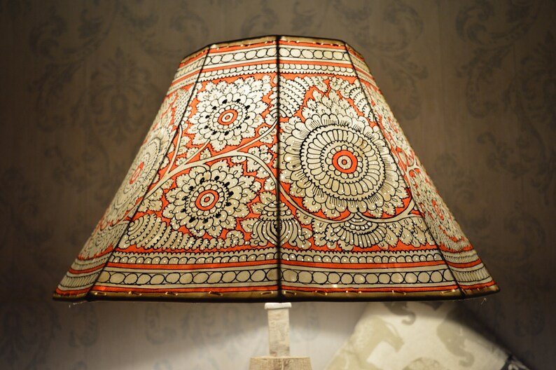 Mandala Large Floor Lampshade Leather Floral Lamp Shade Hand Etsy