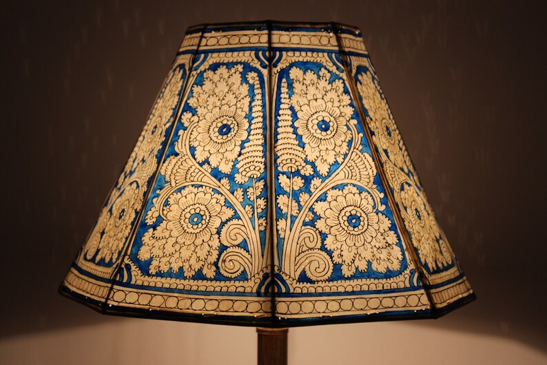 Blue Fl Motif Lampshade Table Lamp Bedside Hong Kong Blue Fl Motif Lampshade Table, Blue Lamp Shades For Floor Lamps