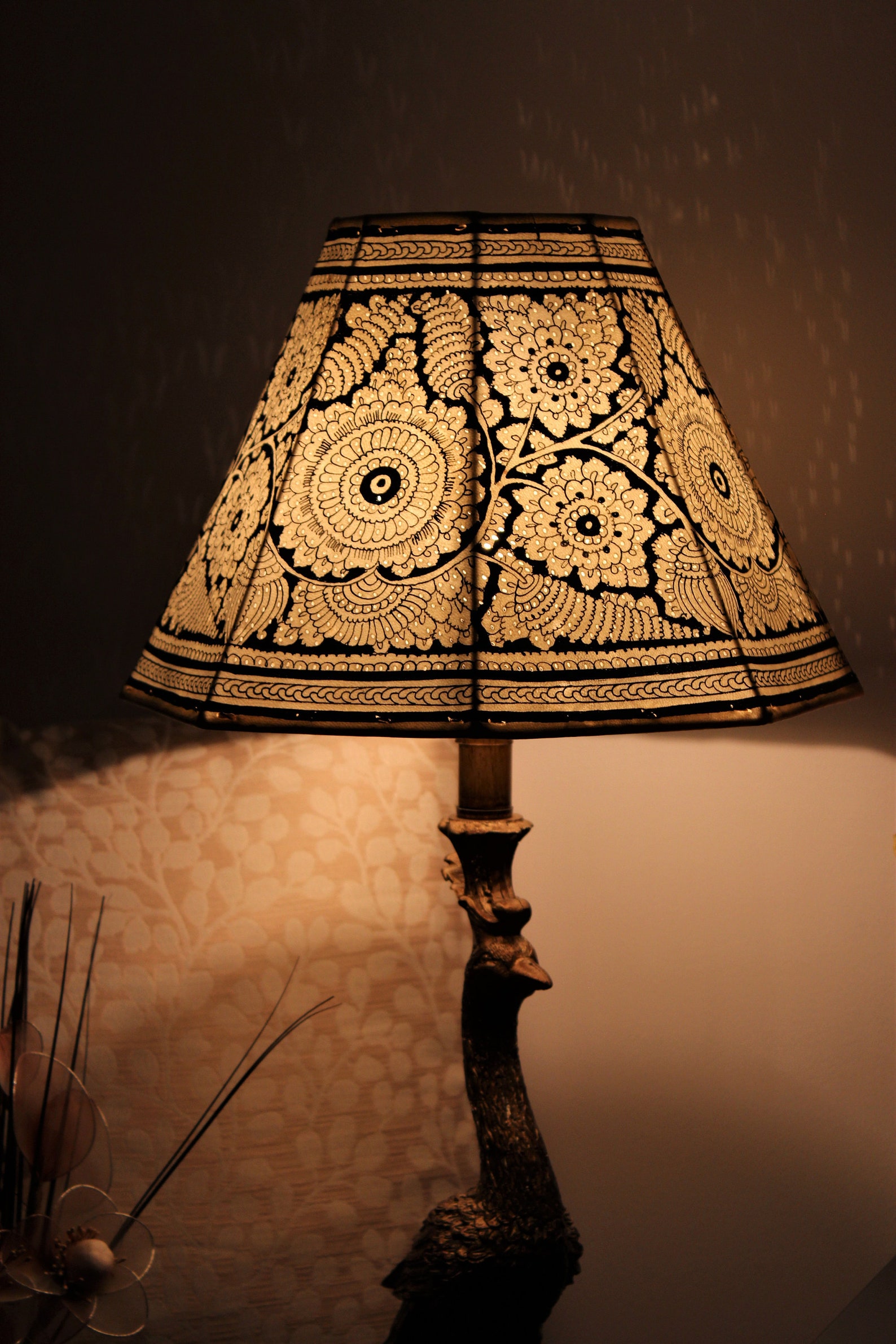 Vintage Black Floral Lampshades / Handmade Leather Lampshades Etsy