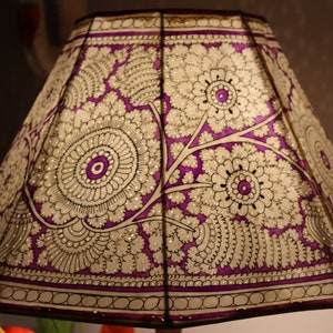 Violet Floral motif Lampshade/ Handmade/ Table lampshade/Floor lampshade