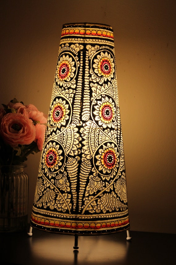 Red Floral Motif Table Lampshade Red Floral Motif Table Lampshade