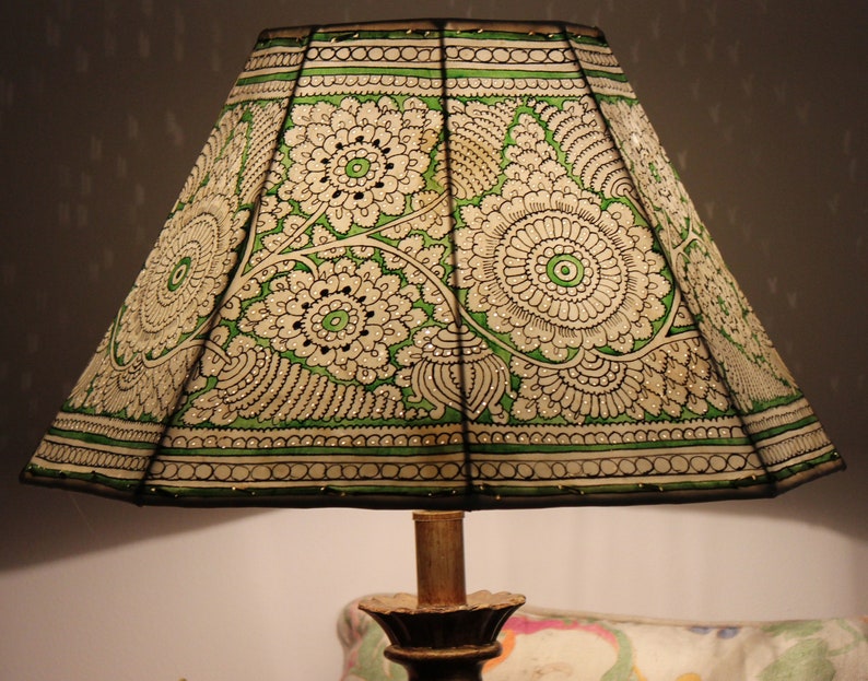 Green Floral Leather Lamp Shade Handmade Lamp Shade Table Etsy Australia