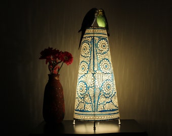 Blue Floral  Motif Table Lampshade