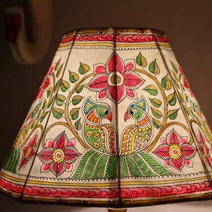 Duet Parrot Table Lampshade/ Handmade Leather Lampshade/ Table lampshade image 1