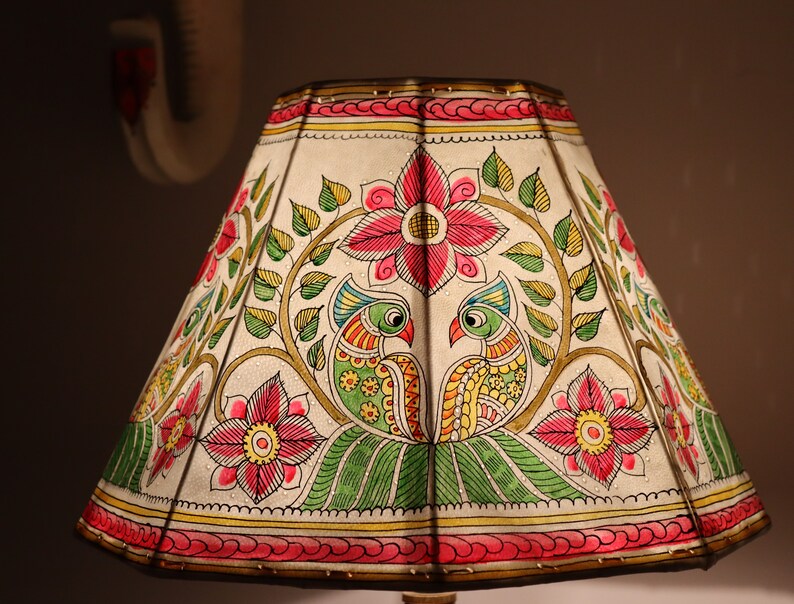 Duet Parrot Table Lampshade/ Handmade Leather Lampshade/ Table lampshade image 1