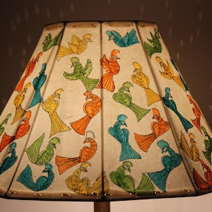 Painted Leather  Lamp shade Bird Paradise | Handmade Lamp shade| Table Lampshade | Lampshade H-10, W-16 inches