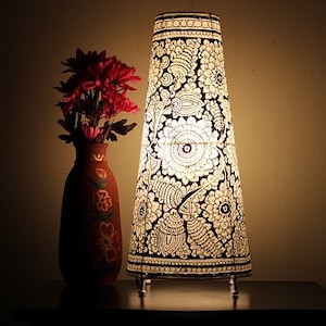 Black Mandala Floral Table Lampshade