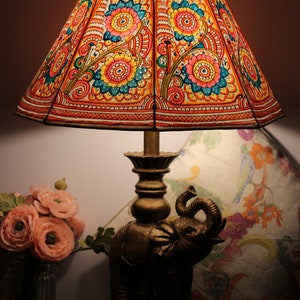 Large Floor Lamp Shade in Multi Colour Floral Pattern Handmade Leather Lampshade in Octagonal Shape H-10 and W-16 inches image 6