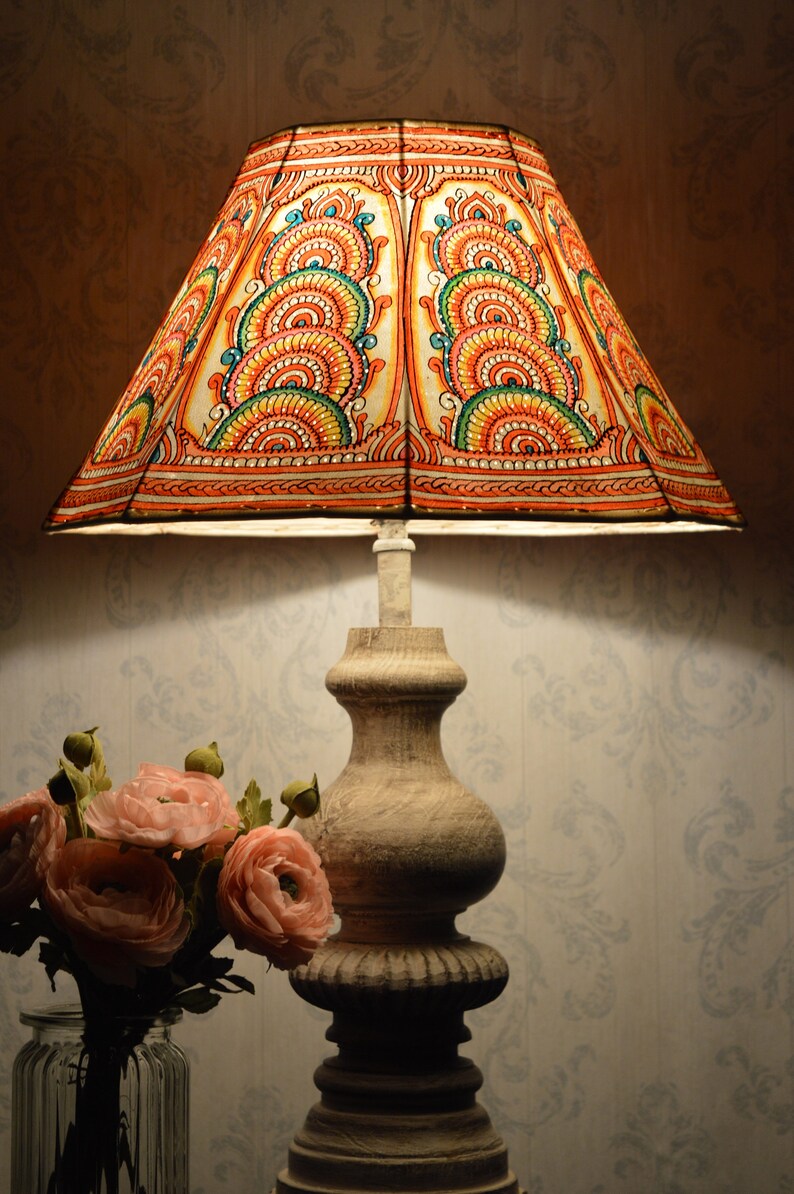 Floor Lamp Shade In Multi Colour Unique Pattern Handmade Leather Lampshade Octagonal Shape Height 9 5 And Width 16 Inches