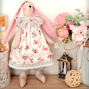cloth bunny toy,fabric toy ,shabby style toy, vintage style toy bunny, cloth bunny toy, rag doll, handmade bunny toy,Tilda bunny stuffed toy
