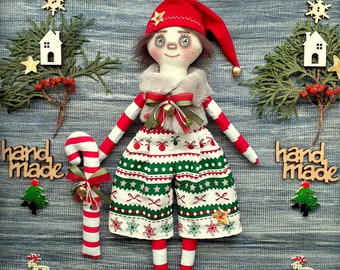 Christmas Elf cloth doll rag doll-gift softie plush stuffed doll textile doll fabric doll decoration Gnome home decor Ornament rag doll
