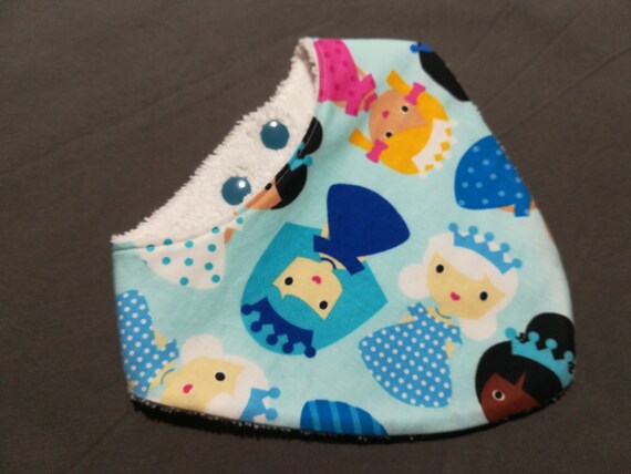 Bandana Anti Bavouille Bebe Theme Princesses Bleues Envers Etsy